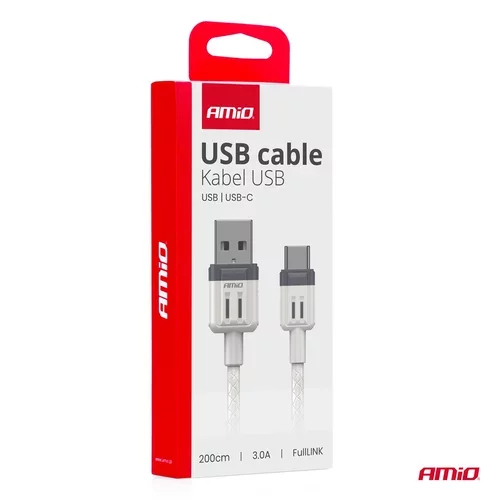 Kábel USB na USB-C 3A 200cm FullLINK AMIO-03906 - obr. 2