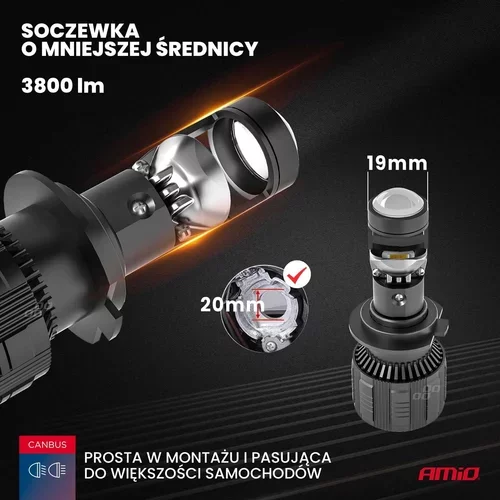 LED žiarovky hlavného svietenia H7/H18 PL Lens séria AMiO-03668 - obr. 2