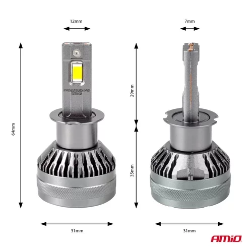LED žiarovky hlavného svietenia HP Full Canbus H3 12V 24v 6500k AMIO-03672 - obr. 3