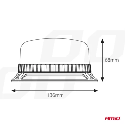 Výstražný maják pevný W03B na 3 skrutky R65 R10 36LED 12 / 24V IP56 AMIO - obr. 5