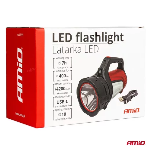 LED pracovná baterka T6 + COB 10 režimov AMIO-03275 - obr. 6