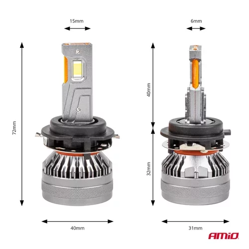 LED žiarovky hlavného svietenia H7-6 HP séria Full Canbus AMiO-03676 - obr. 5