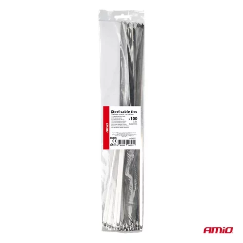 Nerezové sťahovacie pásky 7,9x600mm 100 ks AMiO-04327 - obr. 3