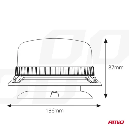 Výstražný maják W03M magnetický R65 R10 36LED 12 / 24V IP56 AMIO - obr. 5