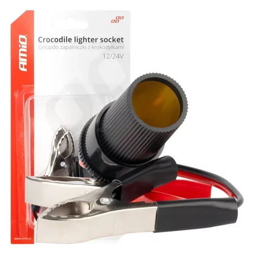 Adaptér do zásuvky zapaľovača s krokosvorkami 12V 24V 15cm AMiO-03803