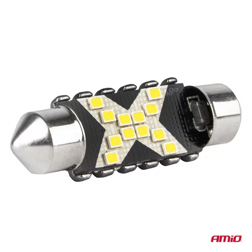 LED žiarovky CANBUS 12SMD Festoon C5W 2016 41mm White 12/24V AMiO-04238 - obr. 3