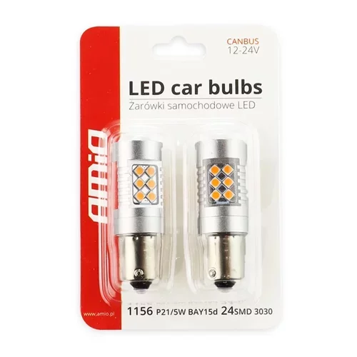 LED žiarovky CANBUS 3030 24SMD 1156 BAU15S PY21W Oranžová 12V/24V AMIO - obr. 7