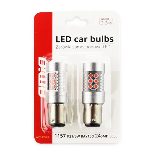 LED žiarovky CANBUS 3030 24SMD 1157 BAY15D PR21/5W Red 12V/24V AMIO - obr. 3