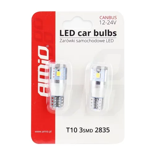 LED žiarovky CANBUS 3SMD 2835 T10e (W5W) ALU White 12V/24V AMIO - obr. 4