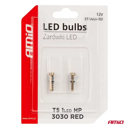 LED žiarovky STANDARD Red T5 12V 3030 1LED HP AMIO-03727 - obr. 4