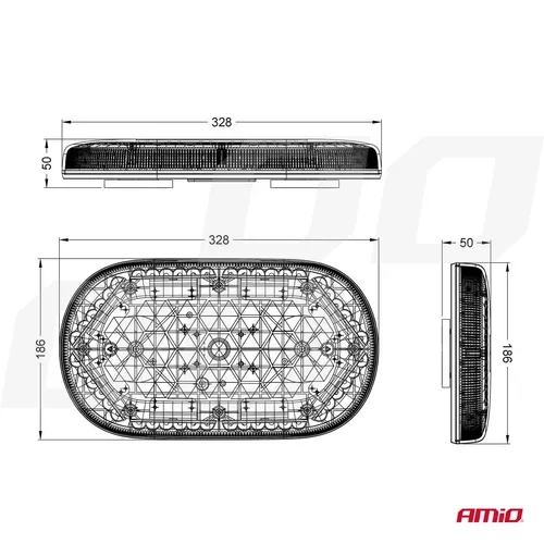 Mini svetelná lišta LED WLB78 magnet 293x171mm R65 R10 48LED 12/24V IP56 AMIO - obr. 8