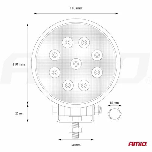 Pracovné LED svetlo AWL06 9 LED FLOOD 9-36V AMIO - obr. 11