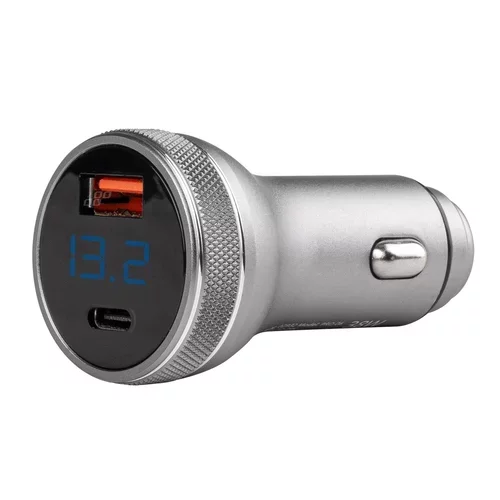 USB nabíjačka s voltmetrom 38W PCH PRO-06 USB+USB-C 12/24V AMiO-02932