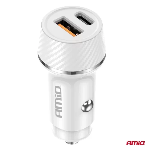 Nabíjačka do auta USB-A + USB-C 20W 12/24V AMiO-03878 - obr. 1