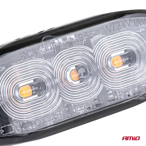 Výstražné osvetlenie oranžové 3x3W LED R65 R10 12/24V IP67 AMIO - obr. 1