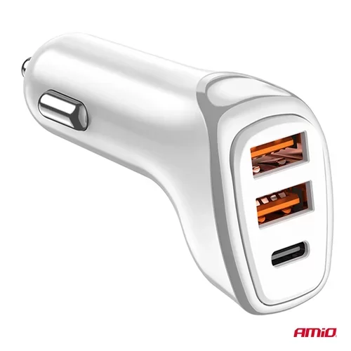 Nabíjačka do auta 2x USB-A + USB-C 38W AMiO-03886 - obr. 2