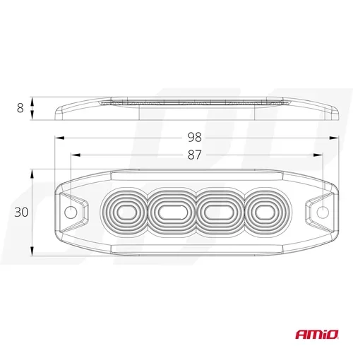 Výstražné osvetlenie oranžové 4x3W LED R65 R10 12/24V IP67 AMIO - obr. 3