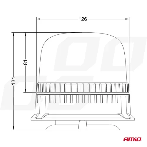 Výstražný maják W25m Magnet / 3 skrutky R65 R10 24LED 12/24V IP66 AMIO - obr. 5