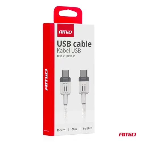 Kábel 'USB-C na USB-C 60W 100cm FullLINK AMIO-03908 - obr. 2