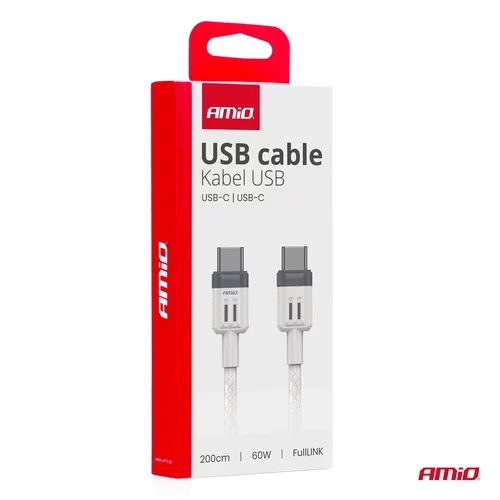 Kábel 'USB-C na USB-C 60W 200cm FullLINK AMIO-03909 - obr. 2