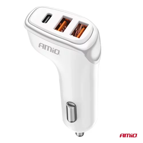 Nabíjačka do auta 2x USB-A + USB-C 38W AMiO-03886 - obr. 1