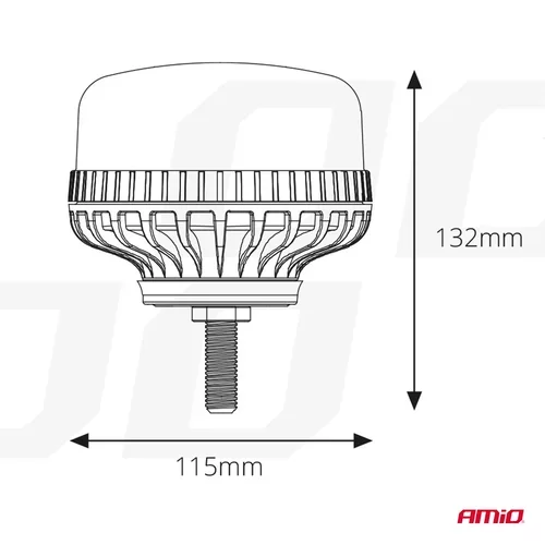 Výstražný maják W03SB na jednu skrutku R65 R10 36LED 12/24 V IP56 AMIO - obr. 4