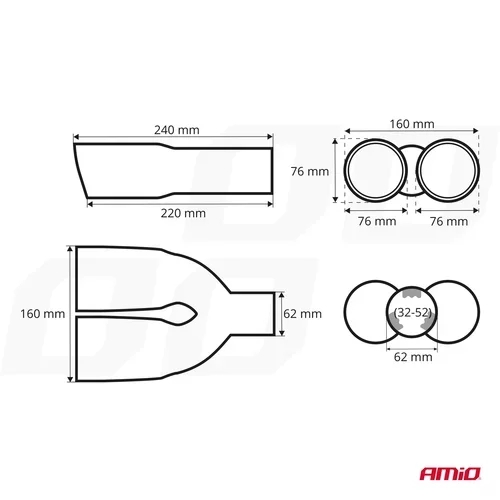 Koncovky výfuku - zdvojená koncovka MT 022BLC AMIO - obr. 4