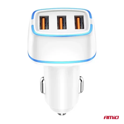 Nabíjačka do auta 3x USB-A 30W 12/24V AMiO-03889 - obr. 3