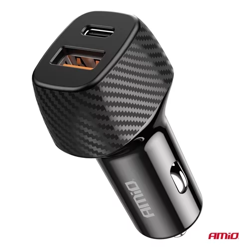 Nabíjačka do auta QC+PD 20W USB-A + USB-C AMiO-04282 - obr. 3