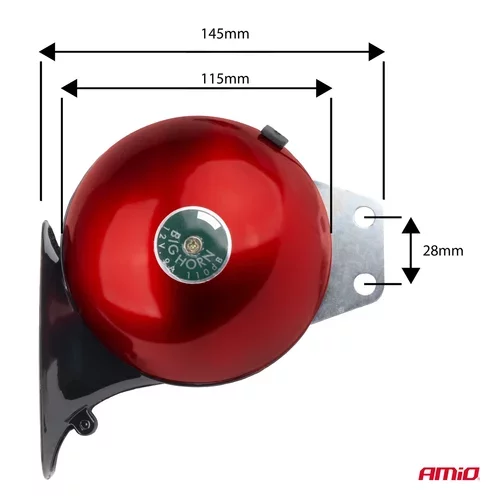 Zvuková signalizace klaksonu sada 2 ks červená 125 mm 12V AMIO-04075 - obr. 1