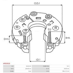 Usmerňovač alternátora AS-PL ARC6018 - obr. 2