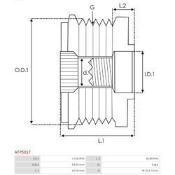 Voľnobežka alternátora AS-PL AFP5017 - obr. 3