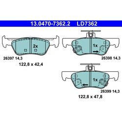 Sada brzdových platničiek kotúčovej brzdy ATE 13.0470-7362.2