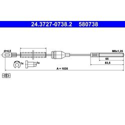 Ťažné lanko parkovacej brzdy ATE 24.3727-0738.2