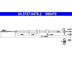Ťažné lanko parkovacej brzdy ATE 24.3727-0476.2