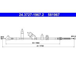 Ťažné lanko parkovacej brzdy ATE 24.3727-1967.2