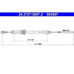 Ťažné lanko parkovacej brzdy ATE 24.3727-3607.2