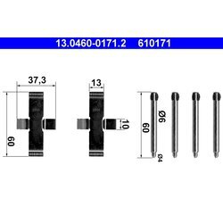 Sada príslušenstva obloženia kotúčovej brzdy ATE 13.0460-0171.2