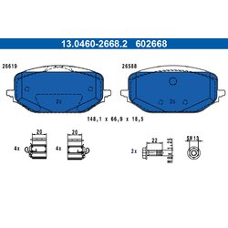 Sada brzdových platničiek kotúčovej brzdy ATE 13.0460-2668.2