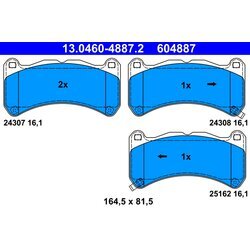 Sada brzdových platničiek kotúčovej brzdy ATE 13.0460-4887.2