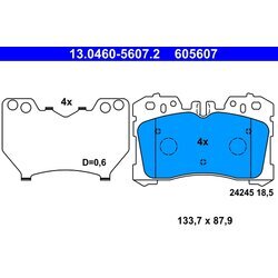 Sada brzdových platničiek kotúčovej brzdy ATE 13.0460-5607.2
