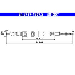 Ťažné lanko parkovacej brzdy ATE 24.3727-1307.2