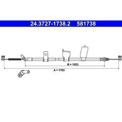 Ťažné lanko parkovacej brzdy ATE 24.3727-1738.2