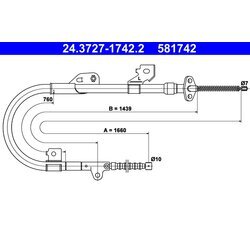Ťažné lanko parkovacej brzdy ATE 24.3727-1742.2