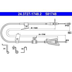 Ťažné lanko parkovacej brzdy ATE 24.3727-1748.2