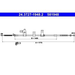 Ťažné lanko parkovacej brzdy ATE 24.3727-1948.2