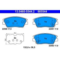 Sada brzdových platničiek kotúčovej brzdy ATE 13.0460-5544.2