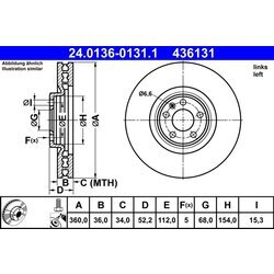 Brzdový kotúč ATE 24.0136-0131.1