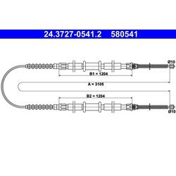 Ťažné lanko parkovacej brzdy ATE 24.3727-0541.2