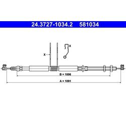 Ťažné lanko parkovacej brzdy ATE 24.3727-1034.2